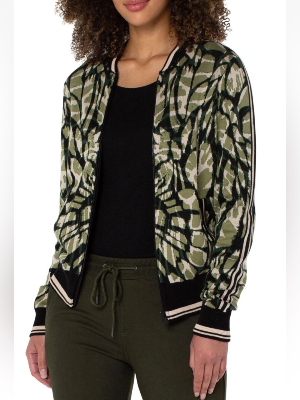 Liverpool LA  Jungle Camo Print Super Soft Zip Up Track Jacket Women’s Size M
